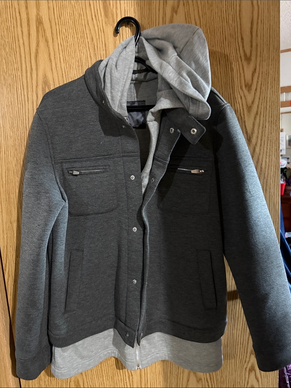 Zara Dark Gray Layered Hooded Jacket